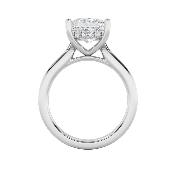 1CTW Princess Shaped Lab Grown Diamond (F/VS) Hidden Halo Cathedral Shank Engagement Ring in 14K Gold