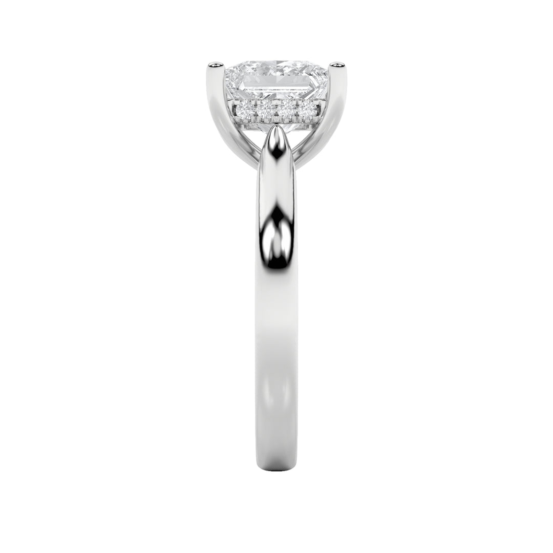 1CTW Princess Shaped Lab Grown Diamond (F/VS) Hidden Halo Cathedral Shank Engagement Ring in 14K Gold