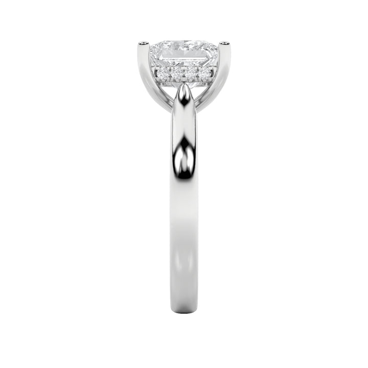 2Cttw Princess Shaped Lab Grown Diamond (F/VS) Hidden Halo Cathedral Shank Engagement Ring in 14K Gold