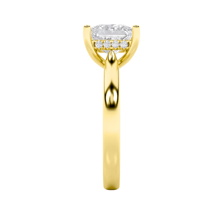 2Cttw Princess Shaped Lab Grown Diamond (F/VS) Hidden Halo Cathedral Shank Engagement Ring in 14K Gold