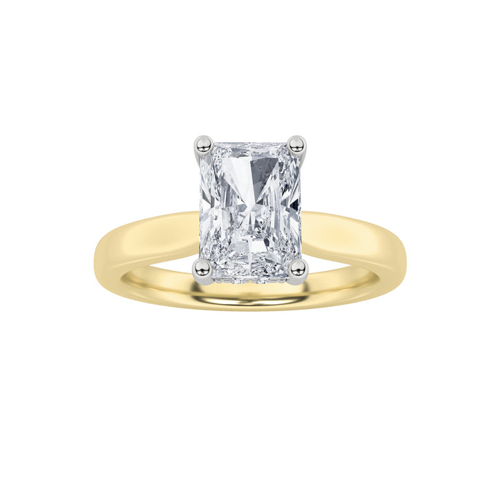 1.5Cttw Radiant Shaped Lab Grown Diamond (F/VVS) Hidden Halo Cathedral Shank Engagement Ring in 14KGold