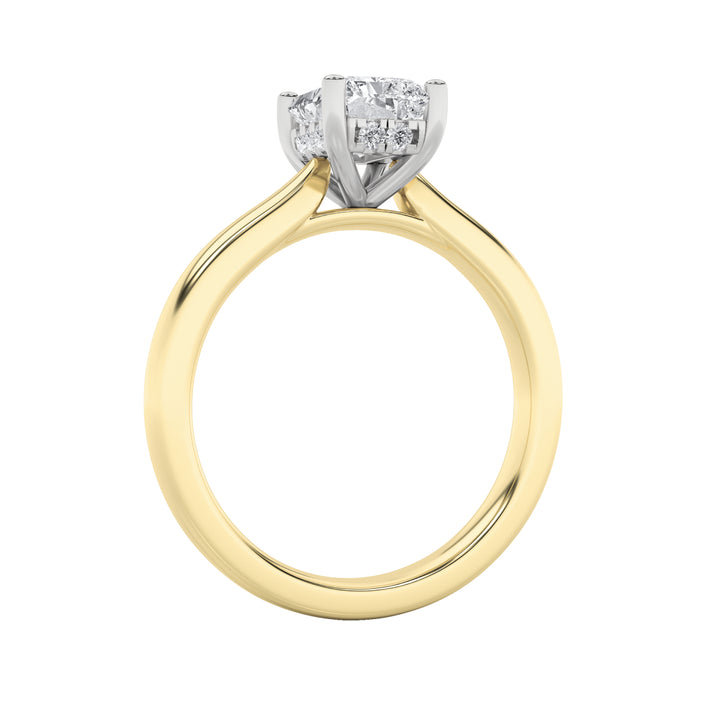 1.5Cttw Radiant Shaped Lab Grown Diamond (F/VVS) Hidden Halo Cathedral Shank Engagement Ring in 14KGold