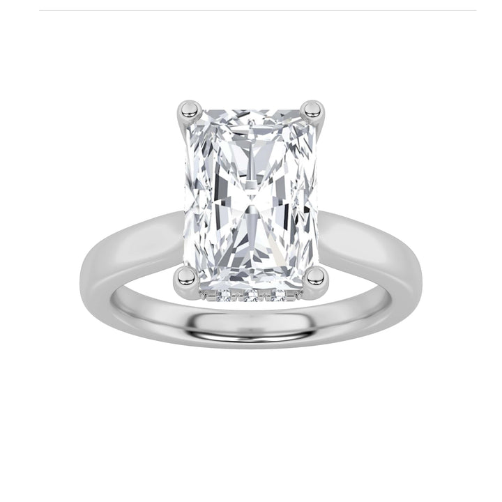 2Cttw Radiant Shaped Lab Grown Diamond (F/VS) Hidden Halo Cathedral Shank Engagement Ring in 14K Gold