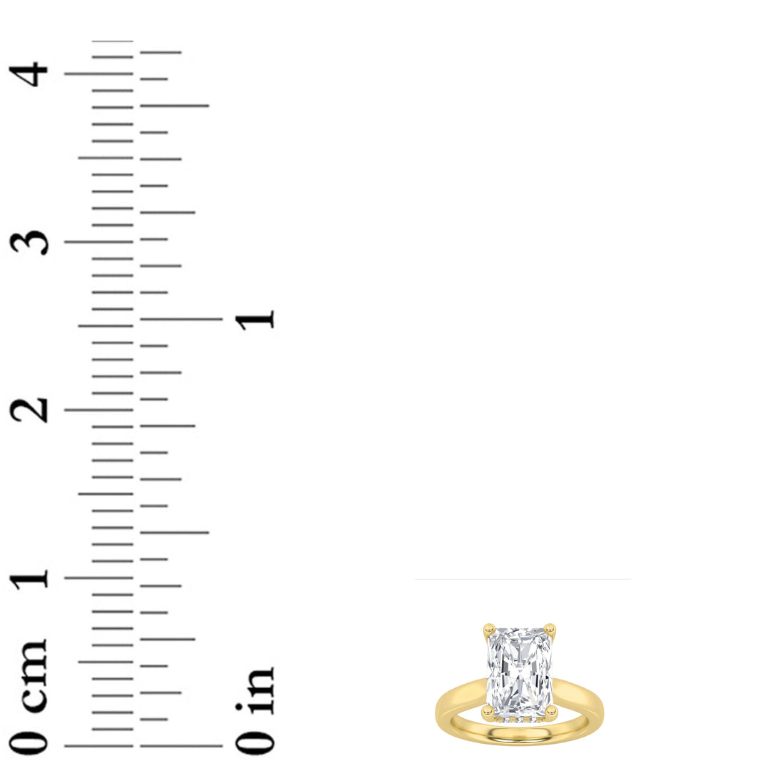 2Cttw Radiant Shaped Lab Grown Diamond (F/VS) Hidden Halo Cathedral Shank Engagement Ring in 14K Gold
