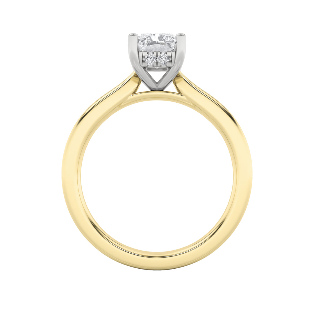 3Cttw Radiant Shaped Lab Grown Diamond (F/VVS) Hidden Halo Cathedral Shank Engagement Ring in 14K Gold