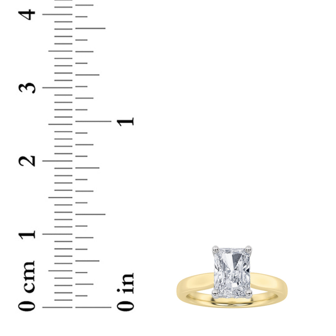 3Cttw Radiant Shaped Lab Grown Diamond (F/VVS) Hidden Halo Cathedral Shank Engagement Ring in 14K Gold