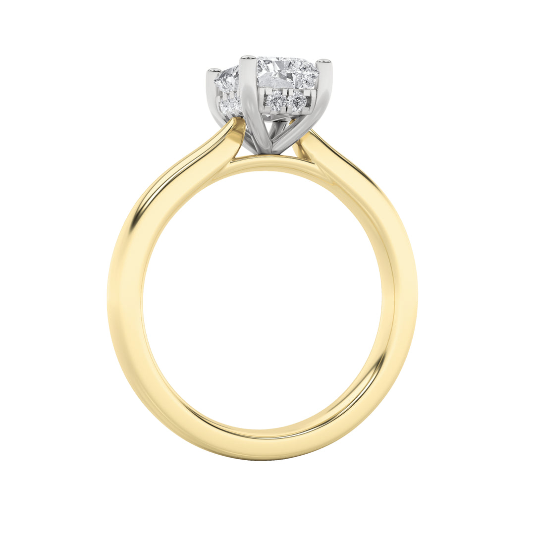 3Cttw Radiant Shaped Lab Grown Diamond (F/VVS) Hidden Halo Cathedral Shank Engagement Ring in 14K Gold