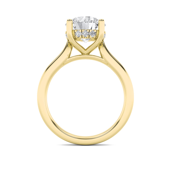 1.5Cttw Round Shaped Lab Grown Diamond (F/VS) Hidden Halo Cathedral Shank Engagement Ring in 14K Gold