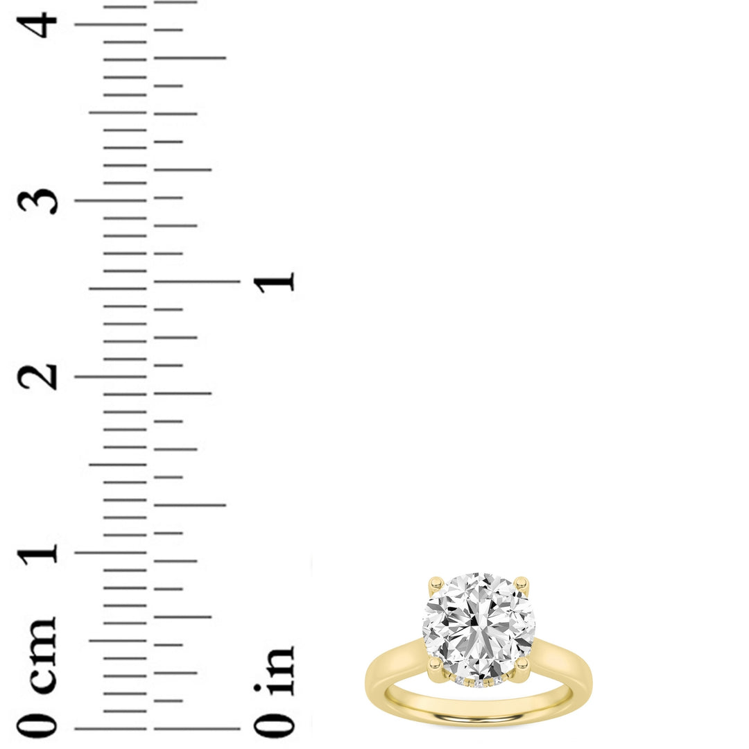 1.5Cttw Round Shaped Lab Grown Diamond (F/VS) Hidden Halo Cathedral Shank Engagement Ring in 14K Gold