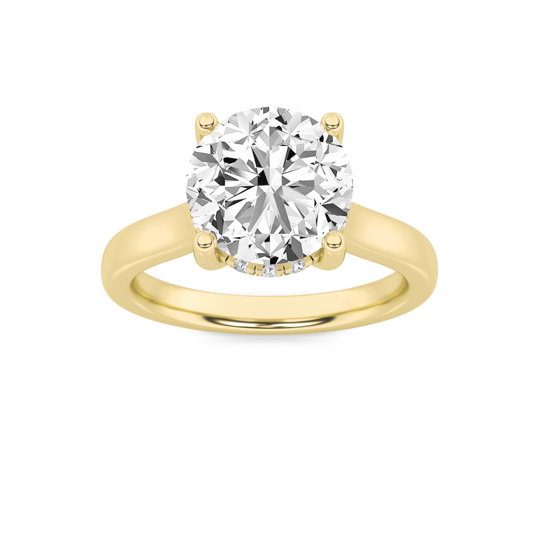 2Cttw Round Shaped Lab Grown Diamond (F/VS) Hidden Halo Cathedral Shank Engagement Ring in 14K Gold