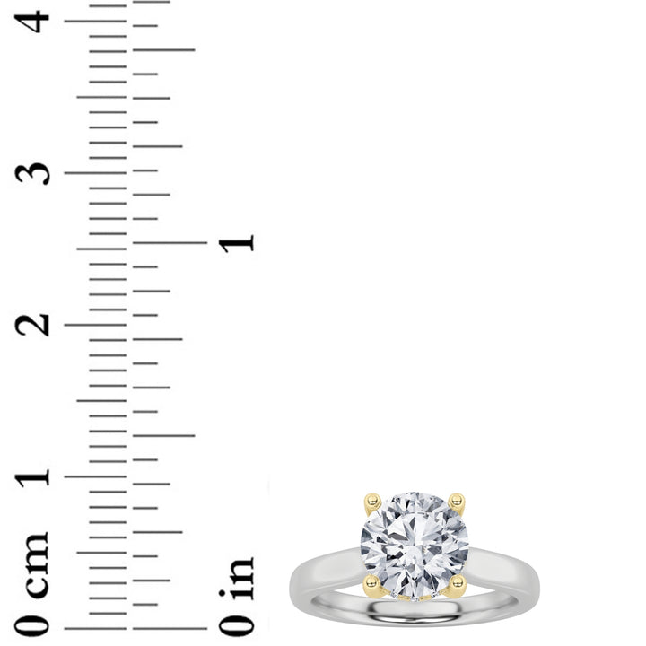 3Cttw Round Shaped Lab Grown Diamond (F/VS) Hidden Halo Cathedral Shank Engagement Ring in 14K Gold