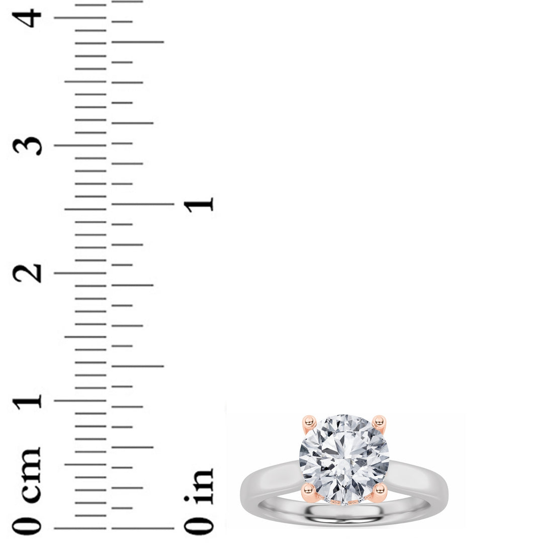 3Cttw Round Shaped Lab Grown Diamond (F/VVS) Hidden Halo Cathedral Shank Engagement Ring in 14K Gold