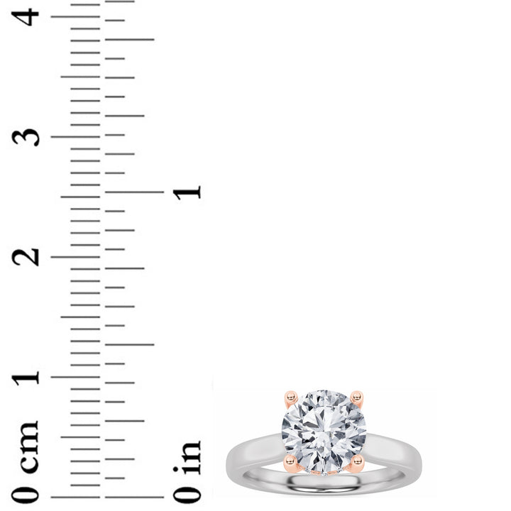 3Cttw Round Shaped Lab Grown Diamond (F/VVS) Hidden Halo Cathedral Shank Engagement Ring in 14K Gold