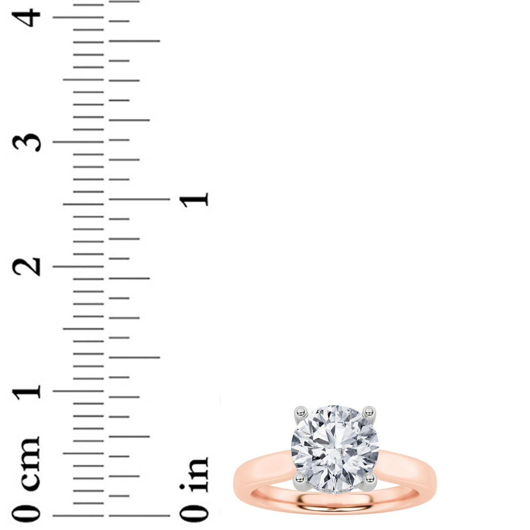 3Cttw Round Shaped Lab Grown Diamond (F/VS) Hidden Halo Cathedral Shank Engagement Ring in 14K Gold