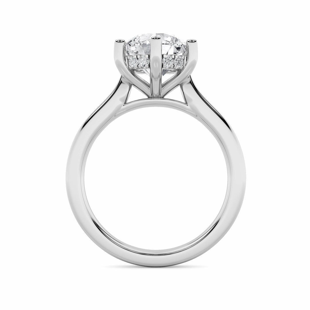 1CTW Round Shaped Lab Grown Diamond (F/VS) Hidden Halo Cathedral Shank Engagement Ring in 14K Gold