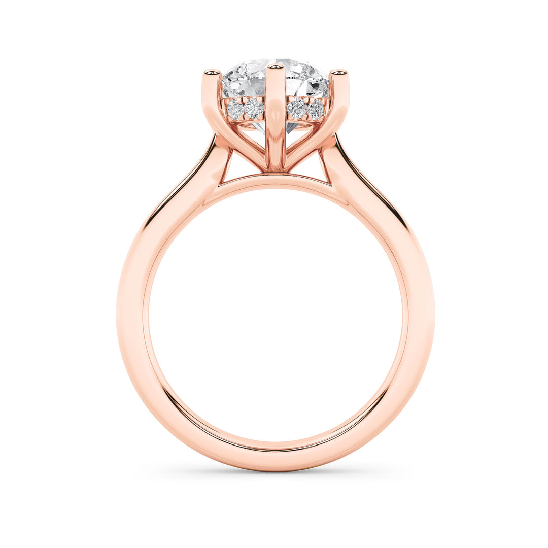 2Cttw Round Shaped Lab Grown Diamond (F/VS) Hidden Halo Cathedral Shank Engagement Ring in 14K Gold