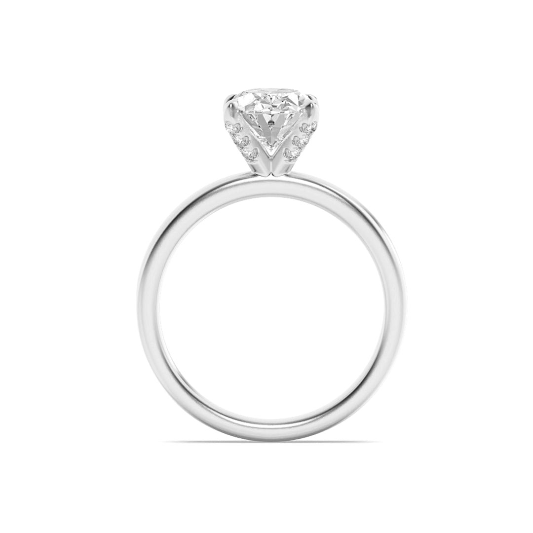 2Cttw Oval Shaped Lab Grown Diamond (F/VS) HiddenHalo Petite Shank Ring in 14K Gold