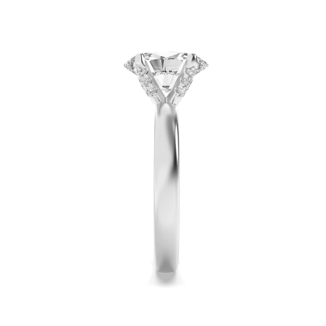 2Cttw Oval Shaped Lab Grown Diamond (F/VS) HiddenHalo Petite Shank Ring in 14K Gold