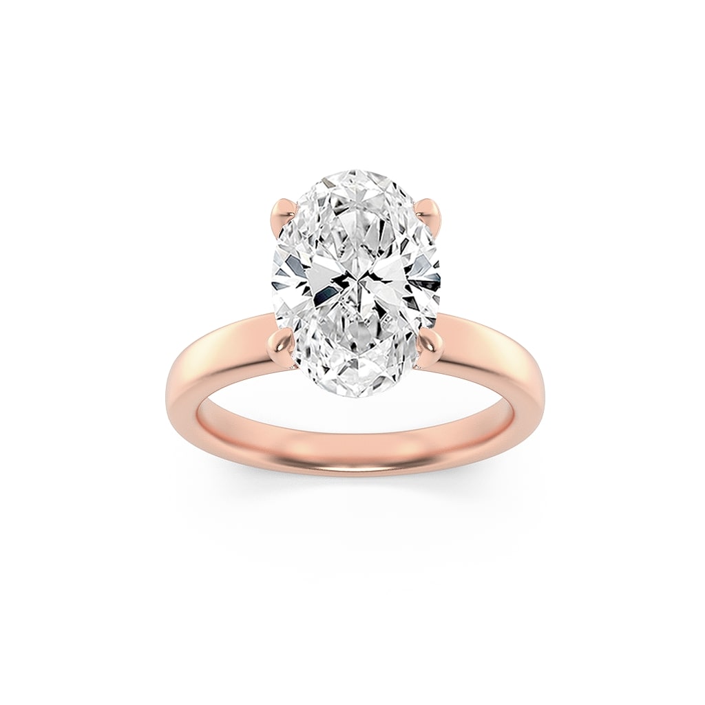 2Cttw Oval Shaped Lab Grown Diamond (F/VS) HiddenHalo Petite Shank Ring in 14K Gold