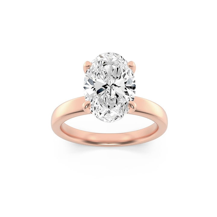 2Cttw Oval Shaped Lab Grown Diamond (F/VS) HiddenHalo Petite Shank Ring in 14K Gold