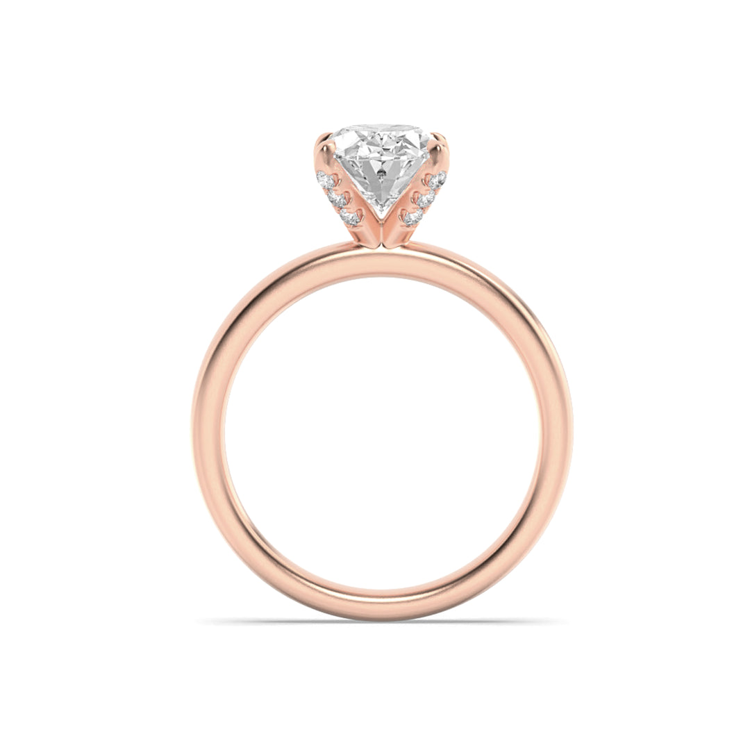 2Cttw Oval Shaped Lab Grown Diamond (F/VS) HiddenHalo Petite Shank Ring in 14K Gold