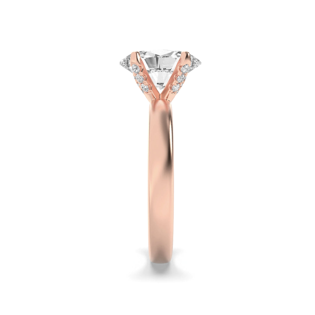 2Cttw Oval Shaped Lab Grown Diamond (F/VS) HiddenHalo Petite Shank Ring in 14K Gold