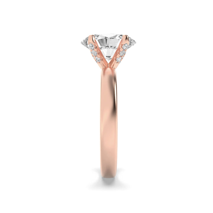 2Cttw Oval Shaped Lab Grown Diamond (F/VS) HiddenHalo Petite Shank Ring in 14K Gold