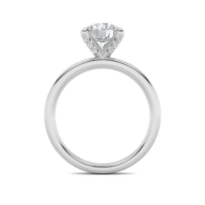 2Cttw Round Shaped Lab Grown Diamond (F/VS) Hidden Halo Petite Shank Ring in 14K Gold