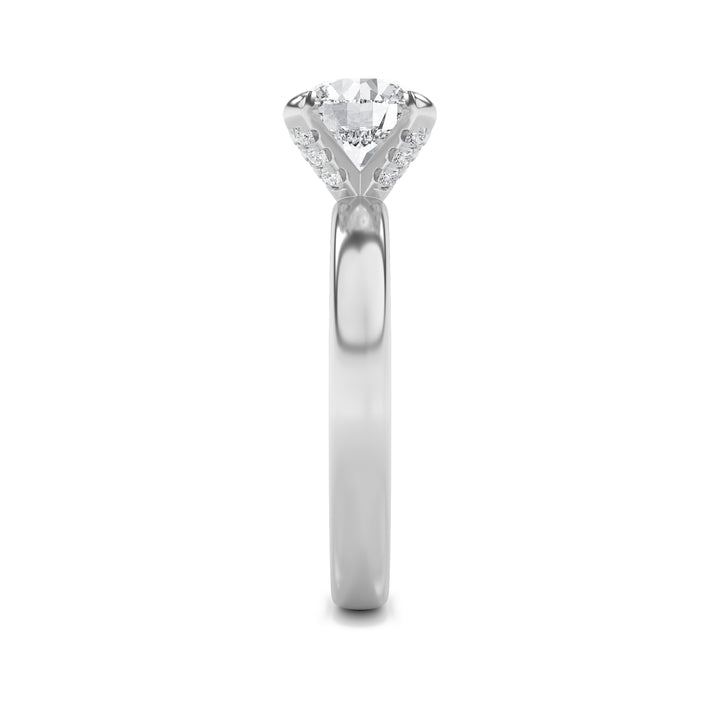 2Cttw Round Shaped Lab Grown Diamond (F/VS) Hidden Halo Petite Shank Ring in 14K Gold