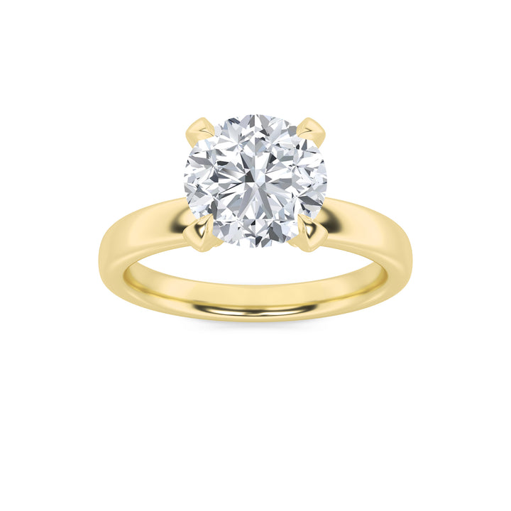 2Cttw Round Shaped Lab Grown Diamond (F/VS) Hidden Halo Petite Shank Ring in 14K Gold