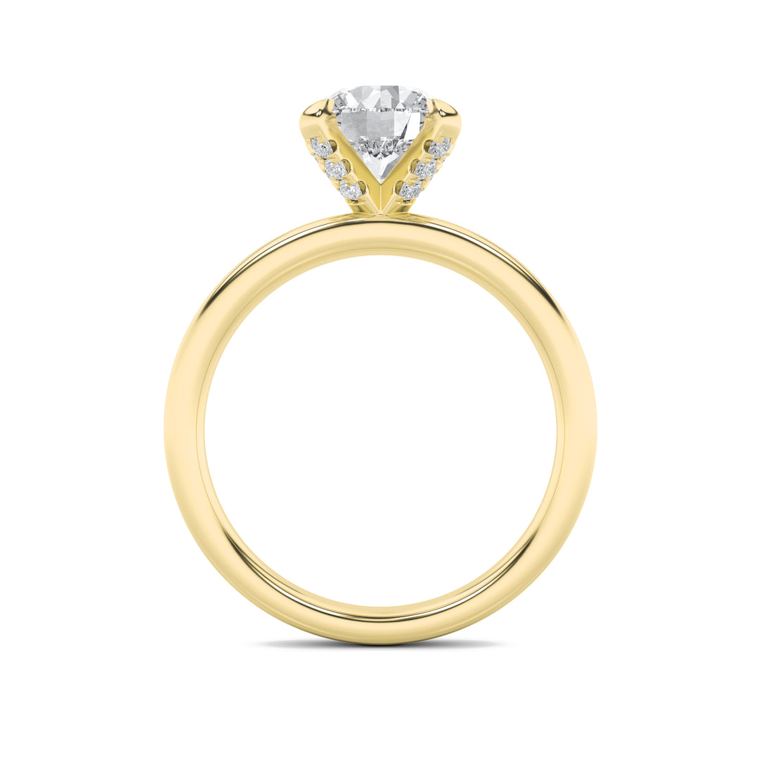 2Cttw Round Shaped Lab Grown Diamond (F/VS) Hidden Halo Petite Shank Ring in 14K Gold