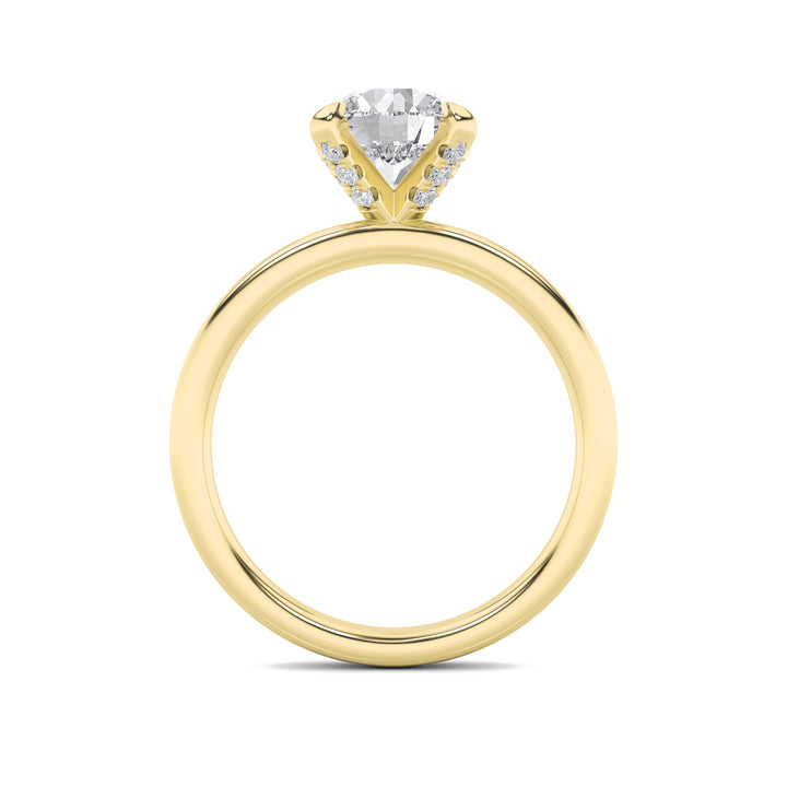 2Cttw Round Shaped Lab Grown Diamond (F/VS) Hidden Halo Petite Shank Ring in 14K Gold