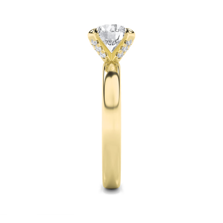 2Cttw Round Shaped Lab Grown Diamond (F/VS) Hidden Halo Petite Shank Ring in 14K Gold