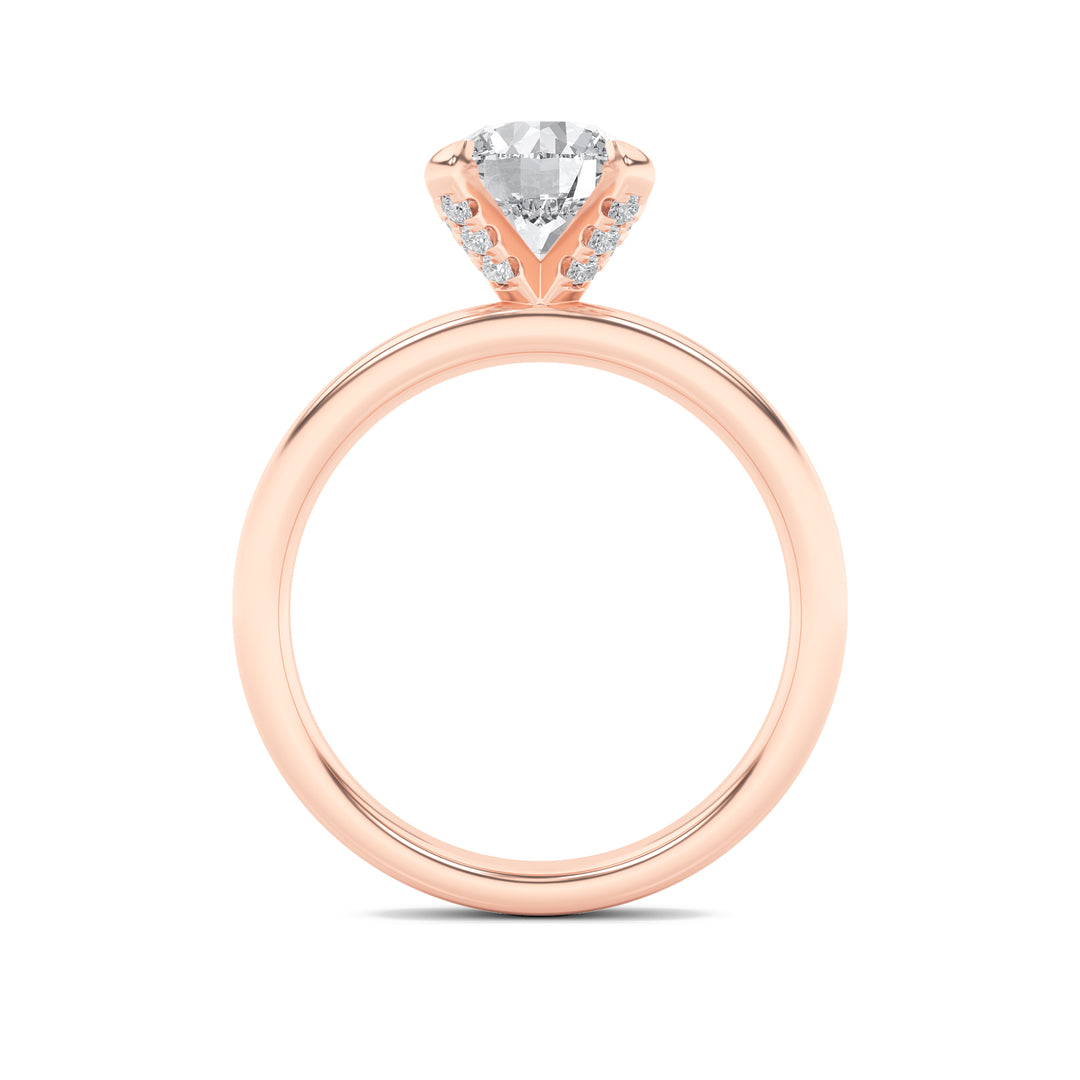 2Cttw Round Shaped Lab Grown Diamond (F/VS) Hidden Halo Petite Shank Ring in 14K Gold