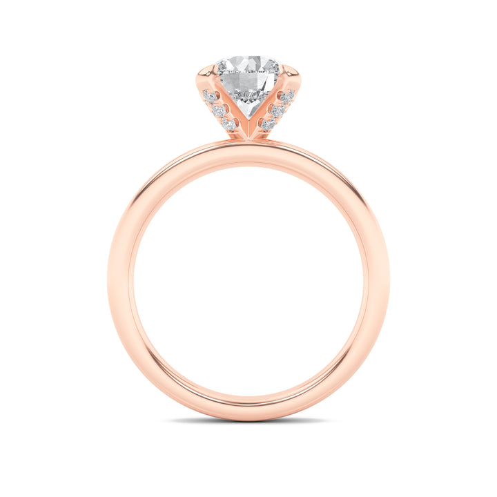 2Cttw Round Shaped Lab Grown Diamond (F/VS) Hidden Halo Petite Shank Ring in 14K Gold