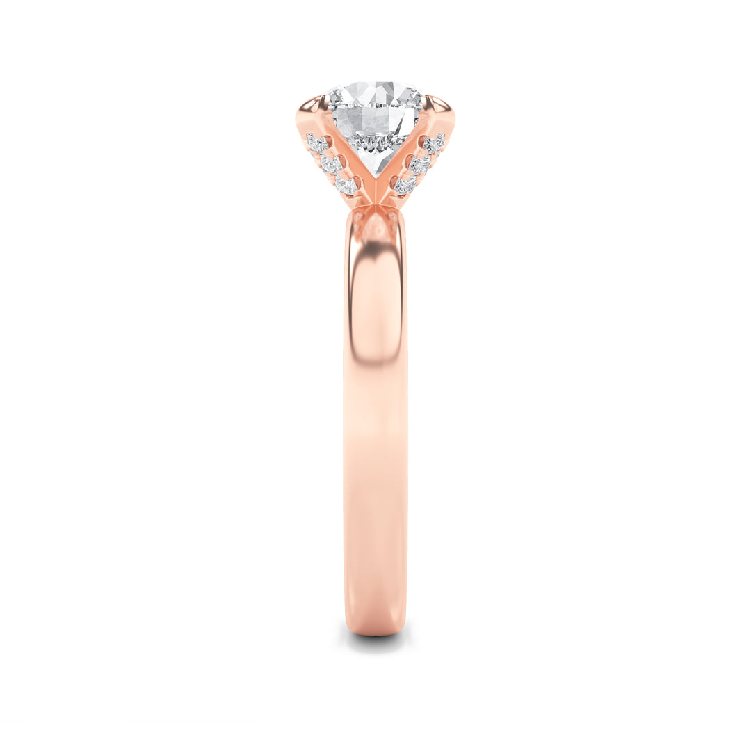 2Cttw Round Shaped Lab Grown Diamond (F/VS) Hidden Halo Petite Shank Ring in 14K Gold
