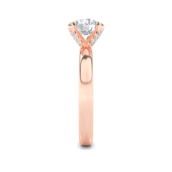 2Cttw Round Shaped Lab Grown Diamond (F/VS) Hidden Halo Petite Shank Ring in 14K Gold
