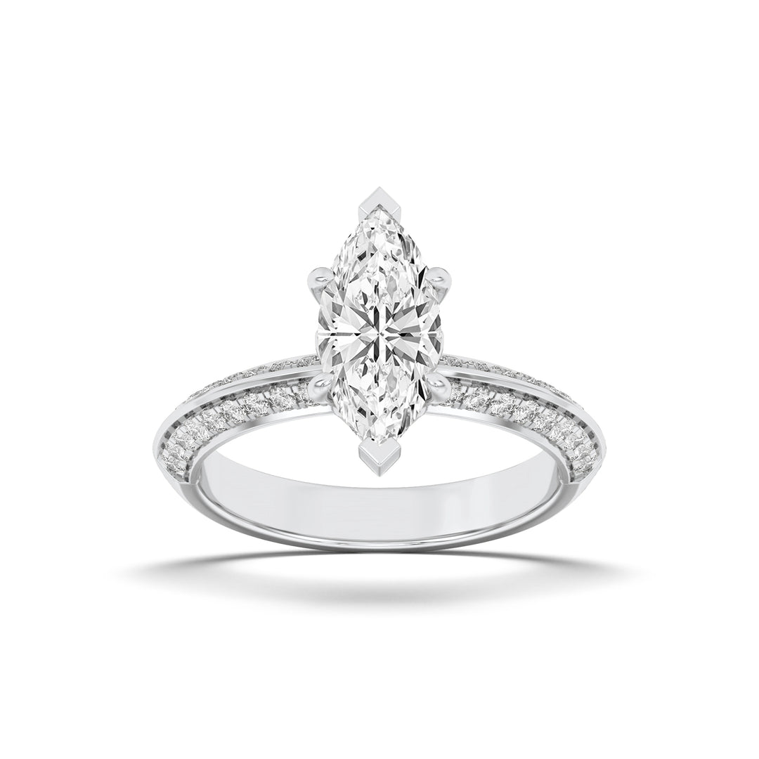 2.5Cttw Marquise Shaped Lab Grown Diamond (F/VS) Ring in 14K Gold