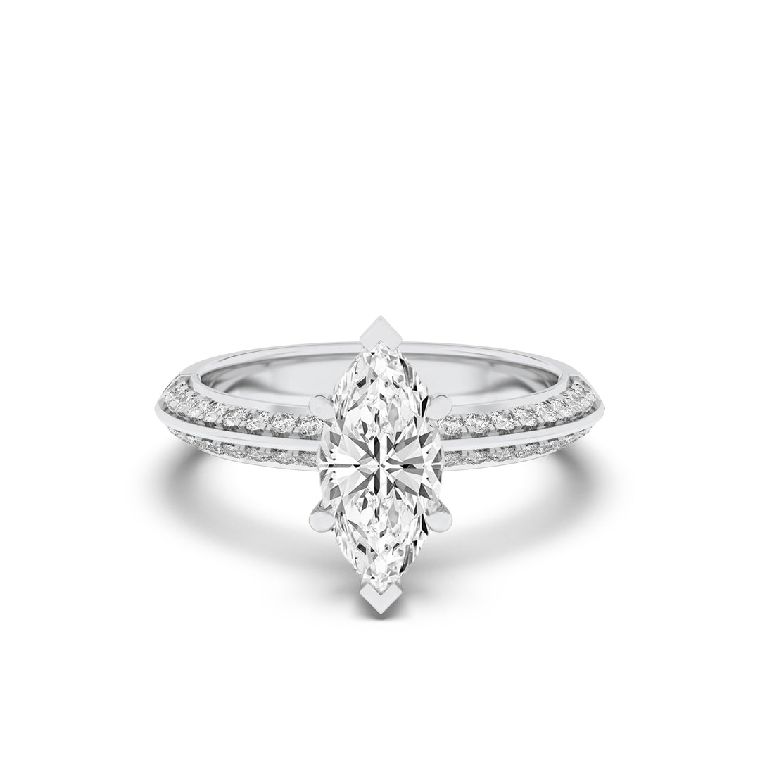 2.5Cttw Marquise Shaped Lab Grown Diamond (F/VS) Ring in 14K Gold