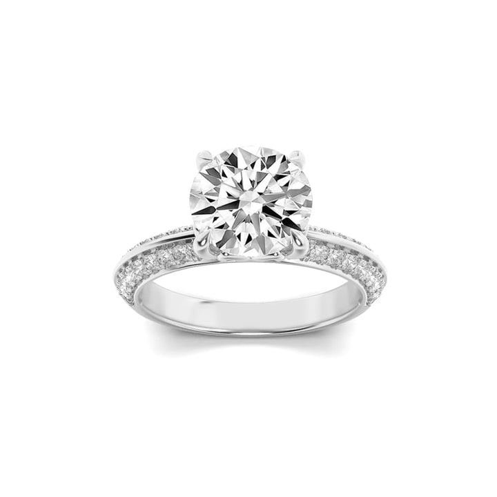 2CTW Round Shaped Lab Grown Diamond (F/VS) Micro Pave Knife Edge Accent Ring in 14K Gold