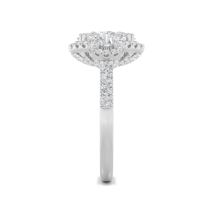 3Cttw Oval Shaped Lab Grown Diamond (F/VS) Three Stone Accented Ring in 14K Gold