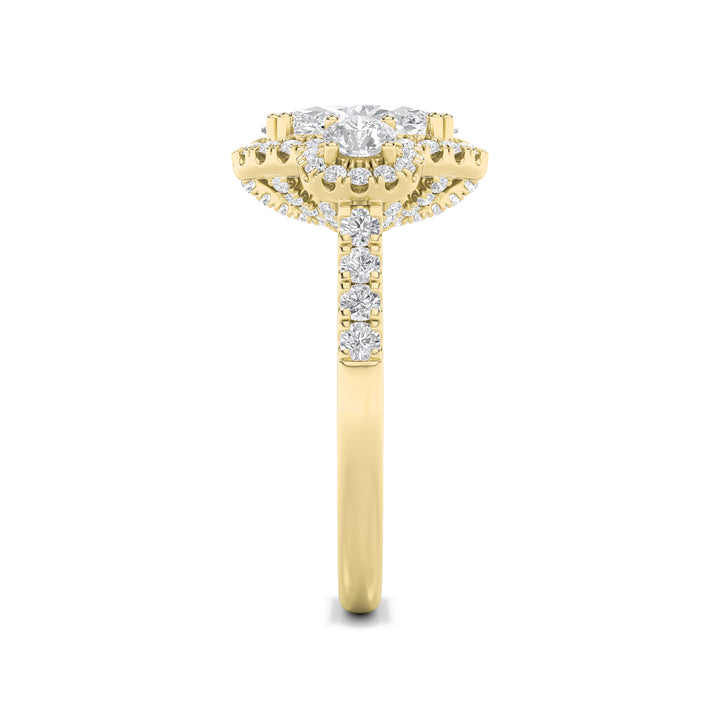 3Cttw Oval Shaped Lab Grown Diamond (F/VS) Three Stone Accented Ring in 14K Gold