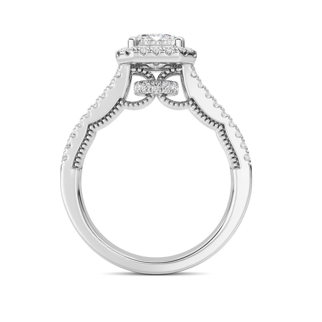 2Cttw Emerald Shaped Lab Grown Diamond (F/VS) Split shank Accented Ring in 14K Gold