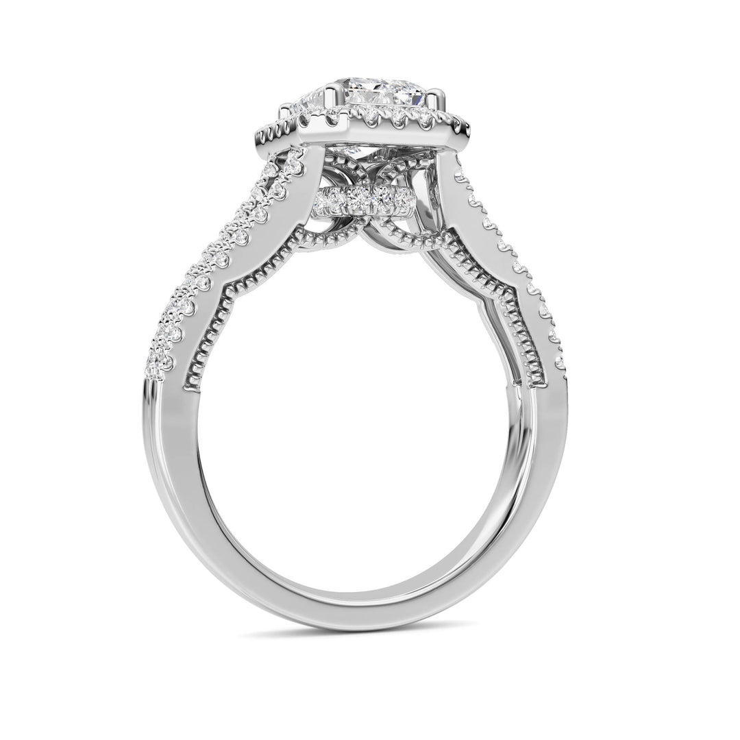 2Cttw Emerald Shaped Lab Grown Diamond (F/VS) Split shank Accented Ring in 14K Gold