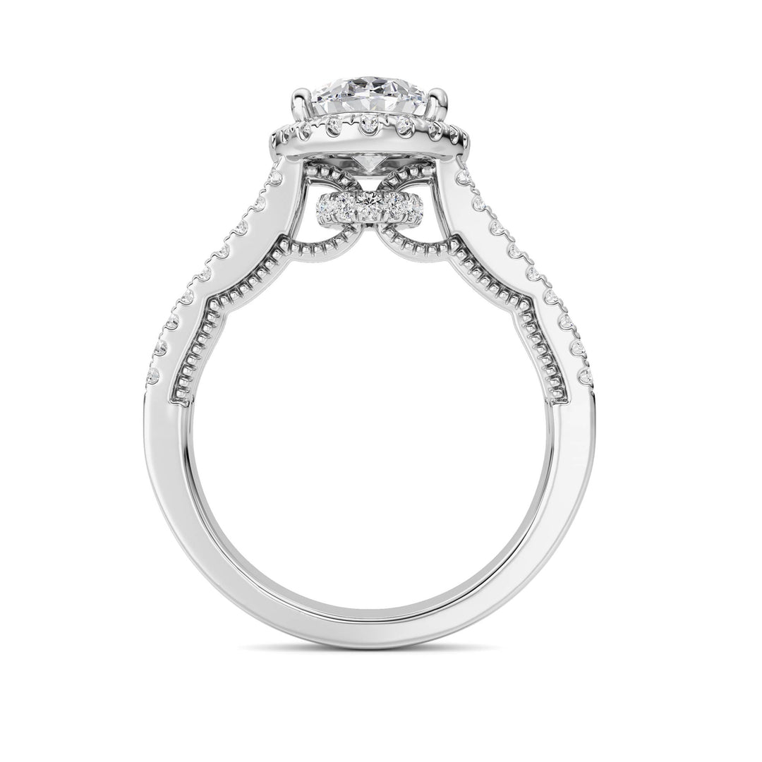 2Cttw Oval Shaped Lab Grown Diamond (F/VS) Split shank Accented Ring in 14K Gold