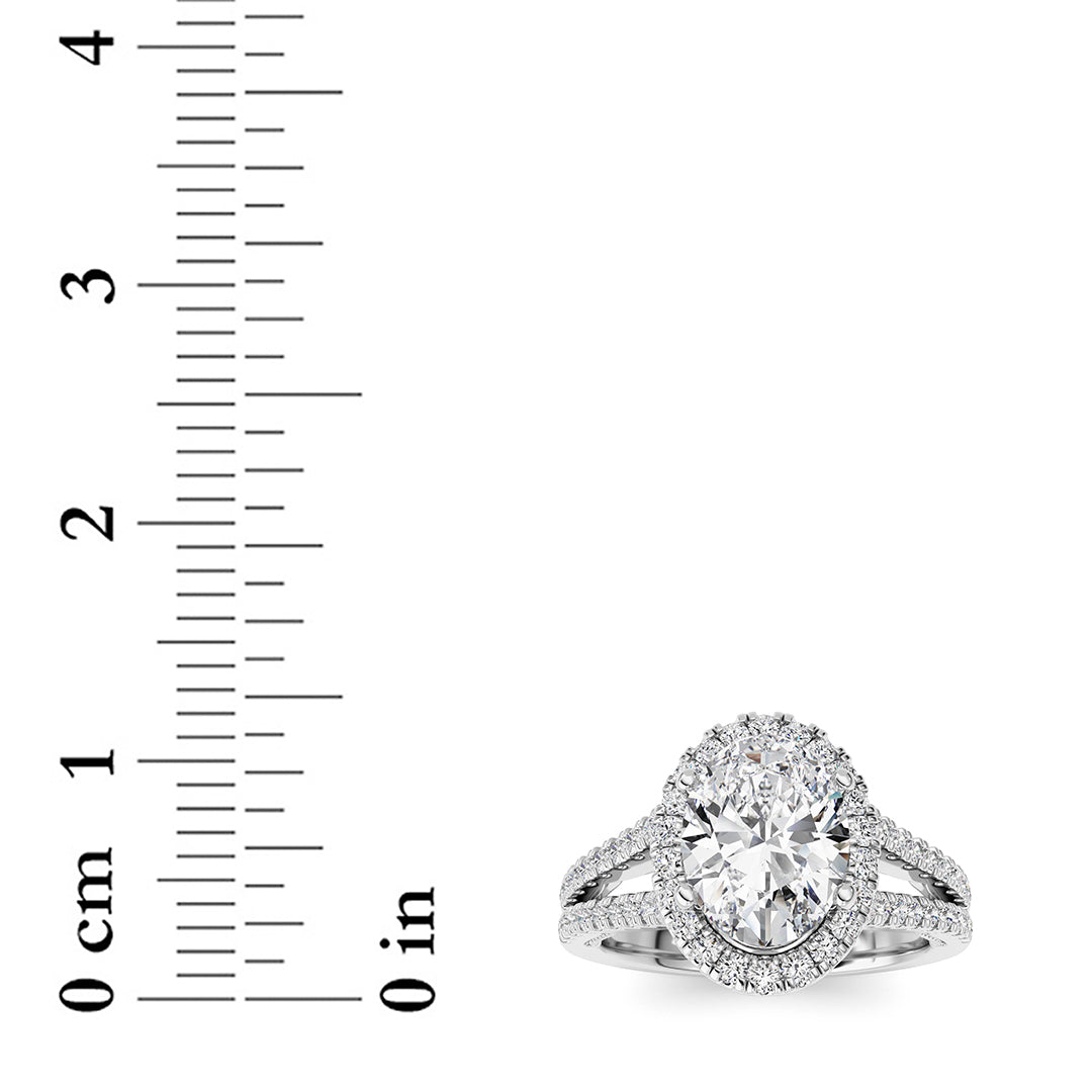 2Cttw Oval Shaped Lab Grown Diamond (F/VS) Split shank Accented Ring in 14K Gold