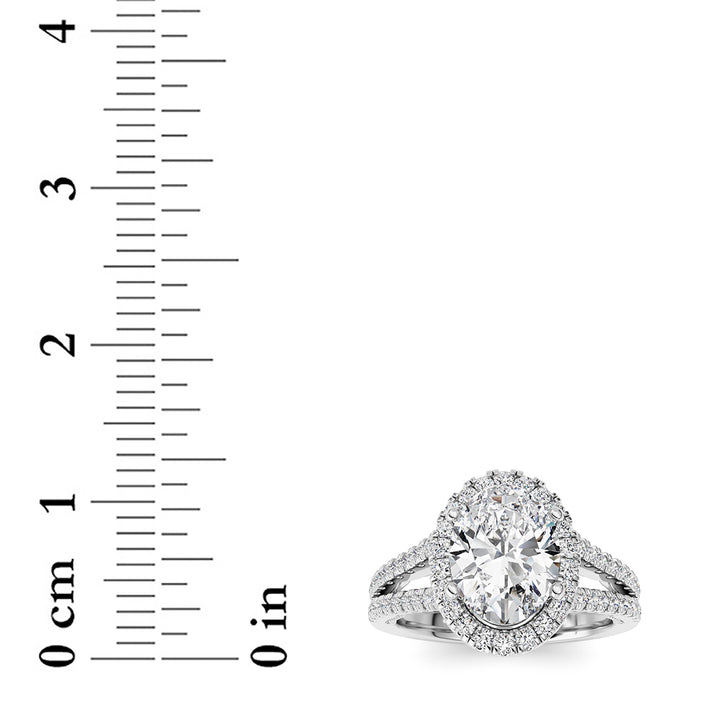 2Cttw Oval Shaped Lab Grown Diamond (F/VS) Split shank Accented Ring in 14K Gold