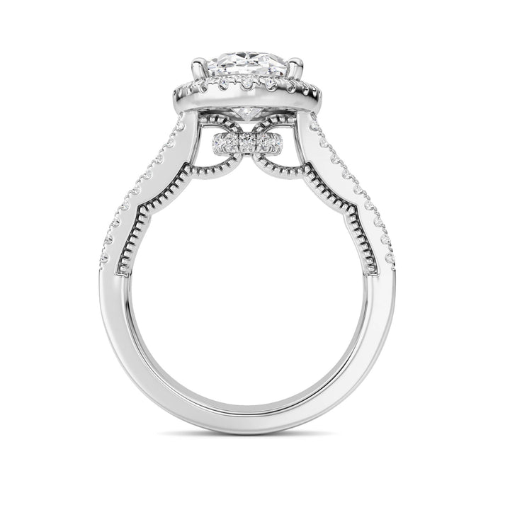 3Cttw Oval Shaped Lab Grown Diamond (F/VS) Split shank Accented Ring in 14K Gold