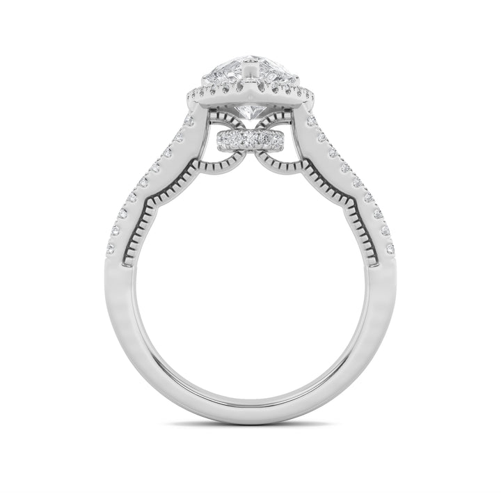 2Cttw Pear Shaped Lab Grown Diamond (F/VS) Split Shank Accented Ring in 14K Gold