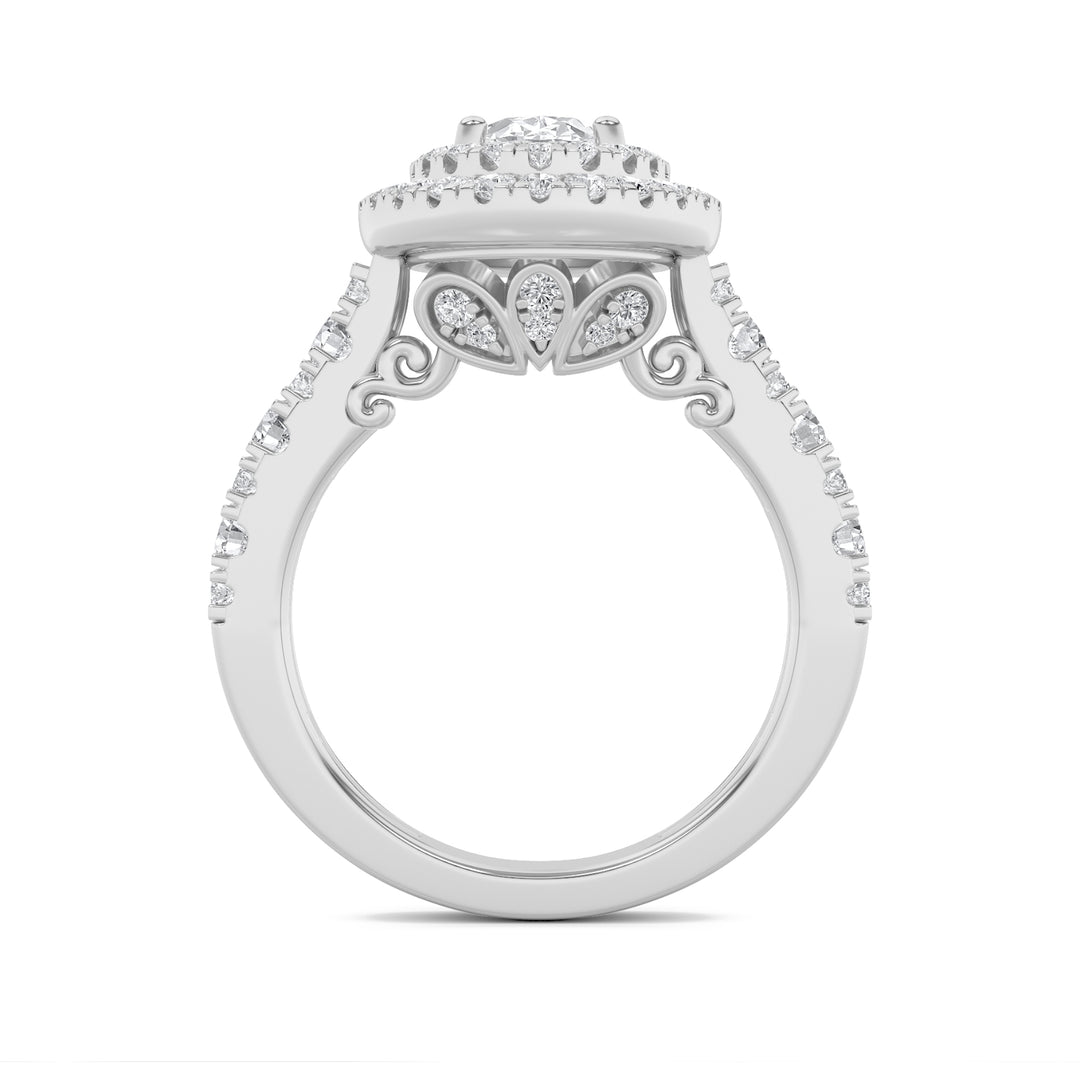 2Cttw Oval Shaped Lab Grown Diamond (F/VS) DoubleHalo Engagement Ring in 14K Gold